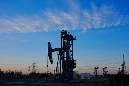 Oil pump in the eveningの写真素材