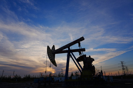 Oil pump in the eveningの写真素材