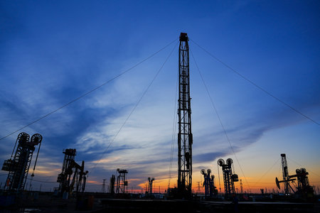 Oil pump in the eveningの写真素材