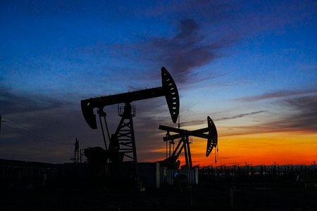 Oil pump in the eveningの写真素材