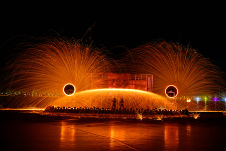 Molten steel in high temperature melting, while the iron is hotの写真素材