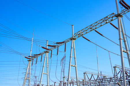 The power supply facilities of contour in the evening