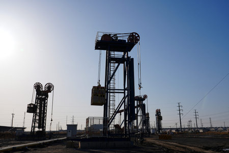 Oil pump in the evening