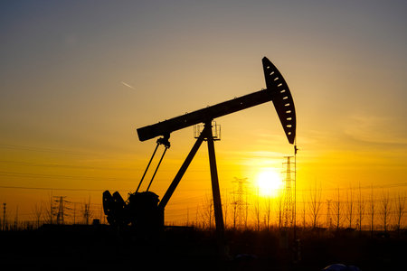 Oil pump in the evening