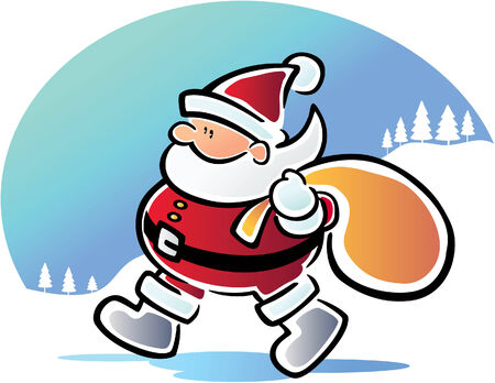 Walking Santaのイラスト素材