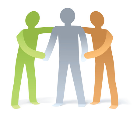 Illustration of 2 man give support to 1 manのイラスト素材