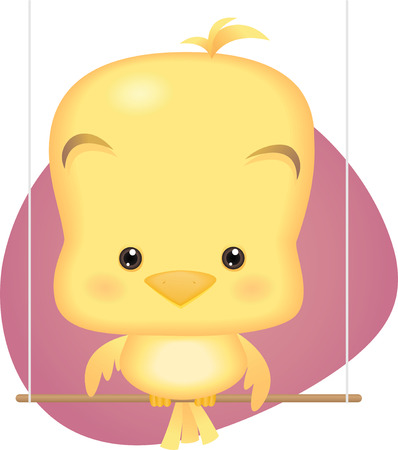 Illustration cartoon of Cute Yellow Baby Birdのイラスト素材