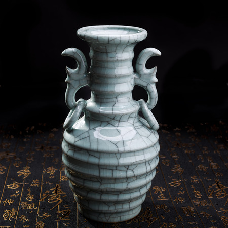 Ice cracked porcelain vaseの写真素材