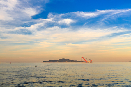 Blue sea with island viewの写真素材