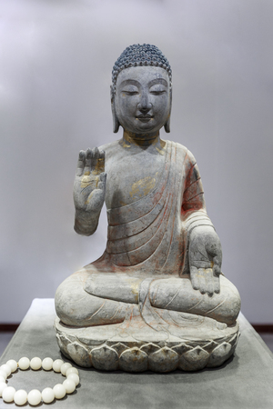 Southern and Northern dynasty style Buddha statueのeditorial素材