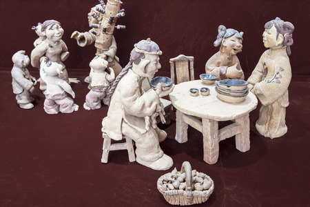 Folk life scene clay sculptureのeditorial素材