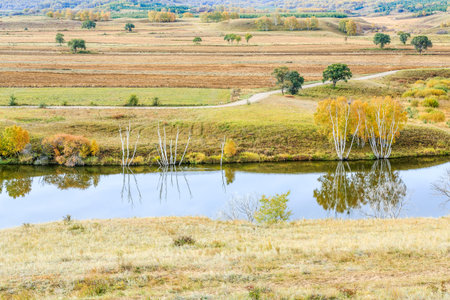 Autumn scenery of the lake
