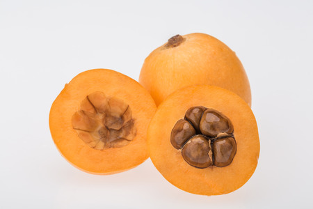 Loquats  on white backgroundの写真素材