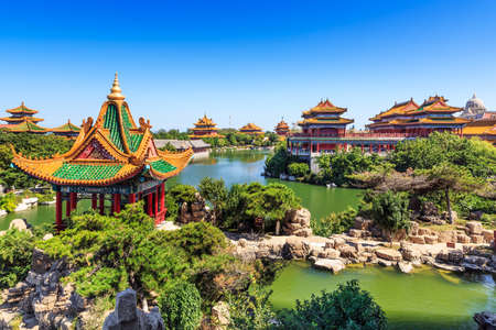 Architectural landscape of Sanxian Mountain Scenic Area, Penglai, Yantai City, Shandong Province, Chinaのeditorial素材