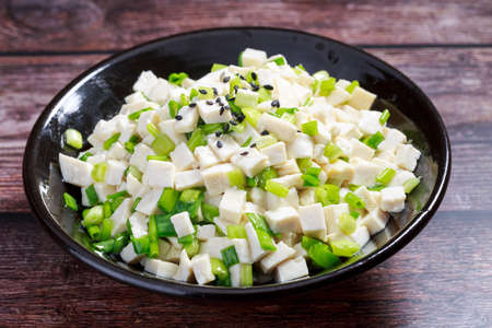 Home-cooked green onion tofuの写真素材