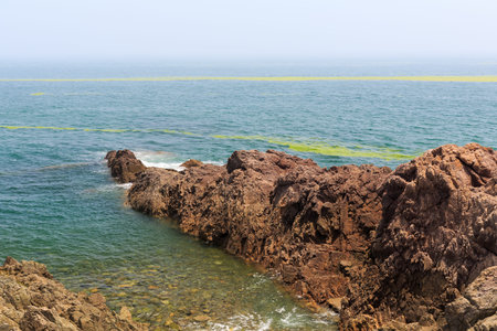 Natural scenery of seaside reefs and sea in Huangdao, Qingdao, Shandong, Chinaの写真素材
