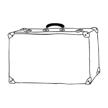 A Beautiful hand drawing black vector suitcase for travel isolated on a white backgroundのイラスト素材
