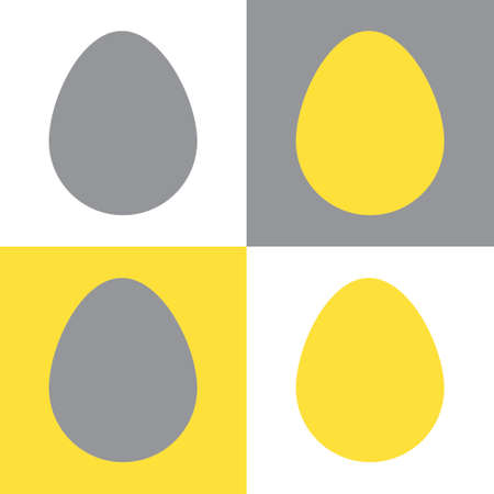 A Group of Vector yellow and gray Easter eggs isolatedのイラスト素材