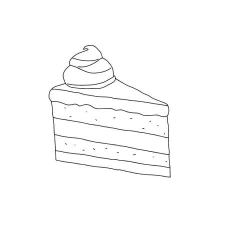 A Black hand-drawn vector illustration of piece of cake isolated on a white backgroundのイラスト素材