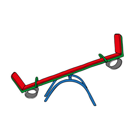 Beautiful hand-drawn colored vector illustration of a swing isolated on a white backgroundのイラスト素材