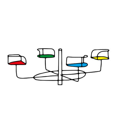 A Beautiful hand-drawn colored vector illustration of a carousel isolated on a white backgroundのイラスト素材