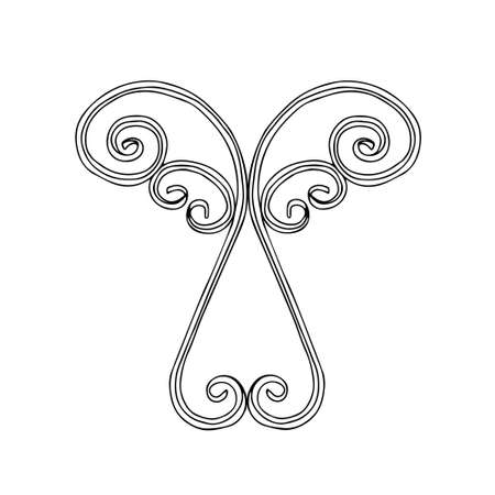 A Vector outline illustration of a black decorative element made of cast iron is on a white backgroundのイラスト素材