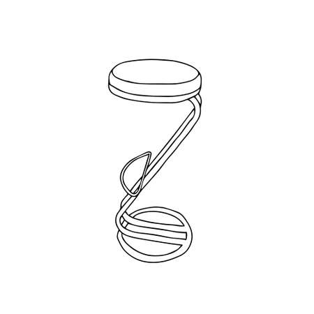 A Black Vector outline illustration of a backless bar stool isolated on a white backgroundのイラスト素材