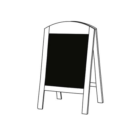 A Hand drawn black vector illustration of a dark wooden billboard isolated on a white backgroundのイラスト素材