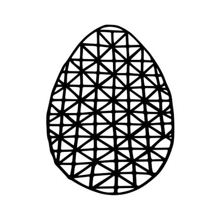 A Mosaic black contour Easter egg isolated on a white background for children coloring bookのイラスト素材