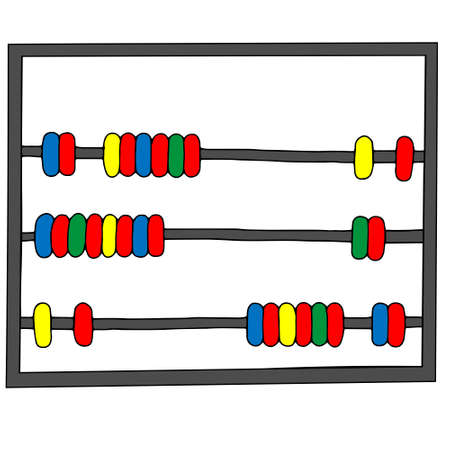 A Beautiful hand drawn vector illustration of an abacus with a gray frame and colored balls isolated on a white background for childrenのイラスト素材