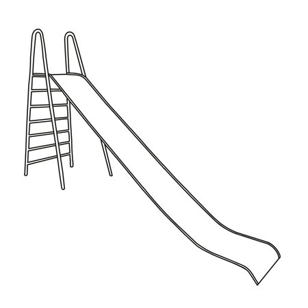 A Beautiful hand-drawn black vector illustration of a metal slide isolated on a white backgroundのイラスト素材