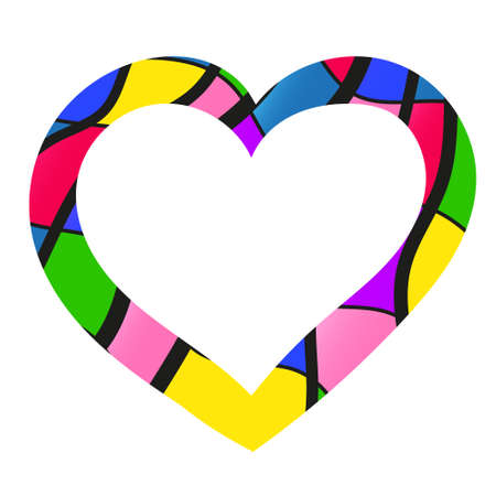 Outline vector illustration of One beautiful bright colored heart isolated on a white backgroundのイラスト素材