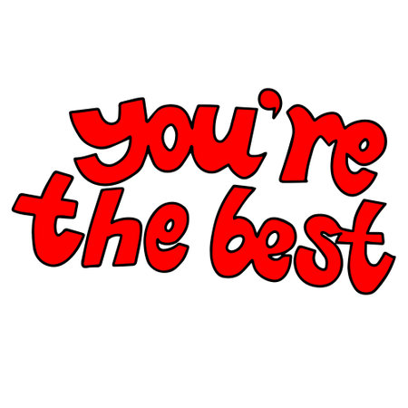 The Outline vector red illustration of a lettering You Are The Best isolated on a white backgroundのイラスト素材