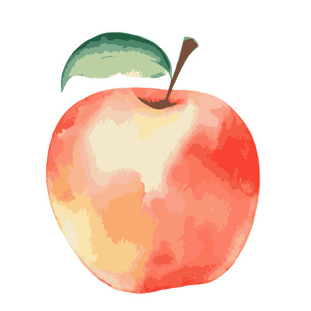 Vector illustration of one pink apple with green leaf isolated on a white backgroundのイラスト素材