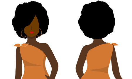 Beautiful black woman with afro hairstyle. Vector illustration.のイラスト素材