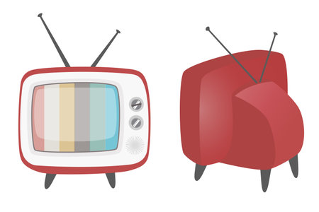 Retro TV set. Vector illustration isolated on a white background.のイラスト素材