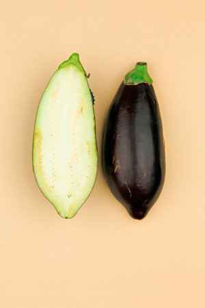 Eggplant in half