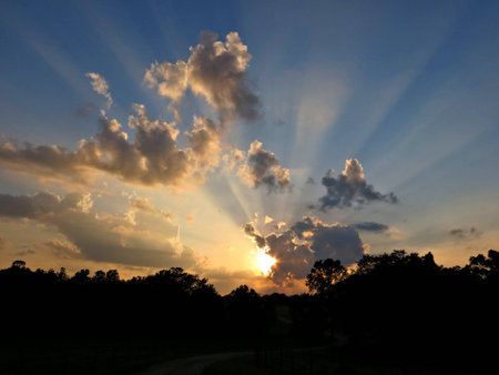 Glorious Setting Sun Rays の写真素材