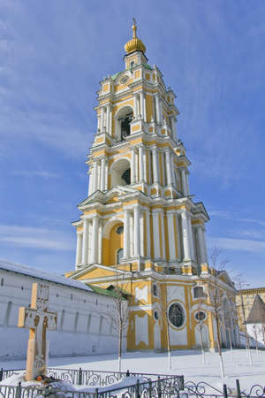 tower and wall of Novospassky monastery in Moscowの写真素材