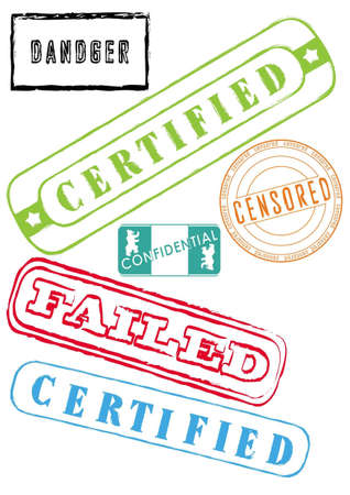 Rubber stamps, stickers, labels, signs and symbols clipart in vectorのイラスト素材