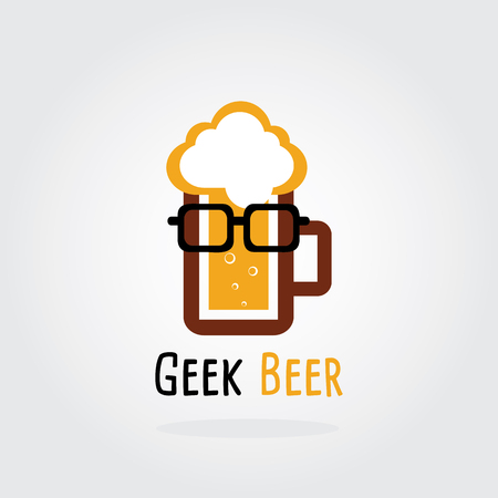 Geek Beer Logo Concept. A mug of beer - Brewery Vector illustration.のイラスト素材