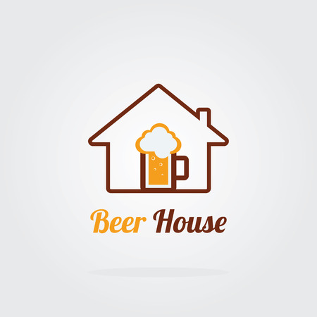 House beer logo concept. Brewery logo with A mug of beer.のイラスト素材