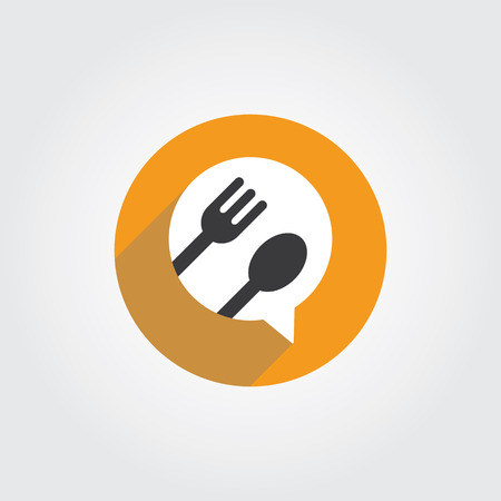 Food Talk logo concept with spoon and fork icon. Logo for cooking,cafe communication and menu.のイラスト素材