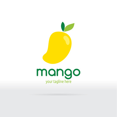 Mango Logo Flat Design. Fruit Vector illustration.のイラスト素材