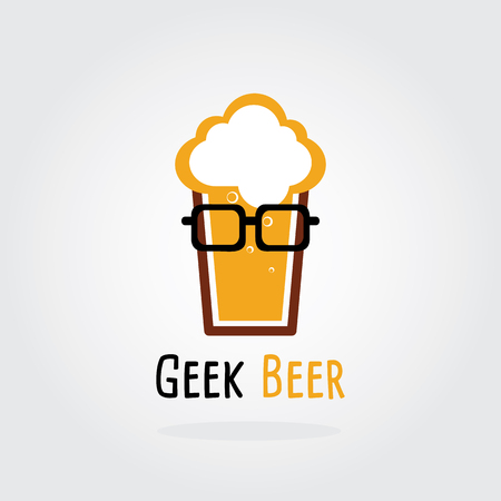 Geek Beer Logo Concept. Brewery Vector illustration.のイラスト素材
