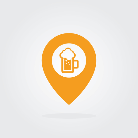 Beer Map Pointer Icon. Location pointer symbol. Flat Design vector.のイラスト素材