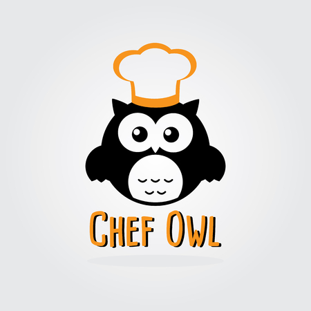Chef Owl Vector Logo Template. Cooking cap. cooking logo.のイラスト素材