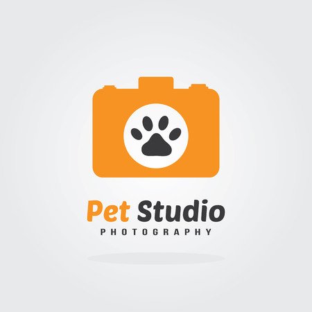 Camera Icon, pet photography concept, logo design. Vector for pet shop or hotel.のイラスト素材