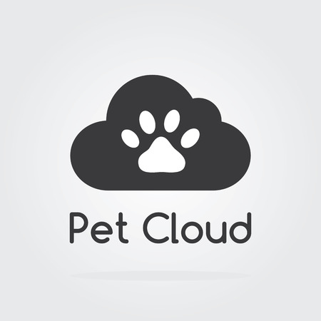 Pet logo cloud concept with paw icon. Vector for pet shop or hotel.のイラスト素材