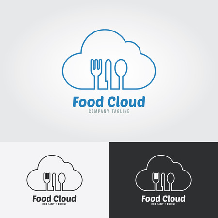 Food Cloud logo. Cooking logo. Vector Logo Template. Food icon for food, chef, lunch, dinner, menu sign.のイラスト素材